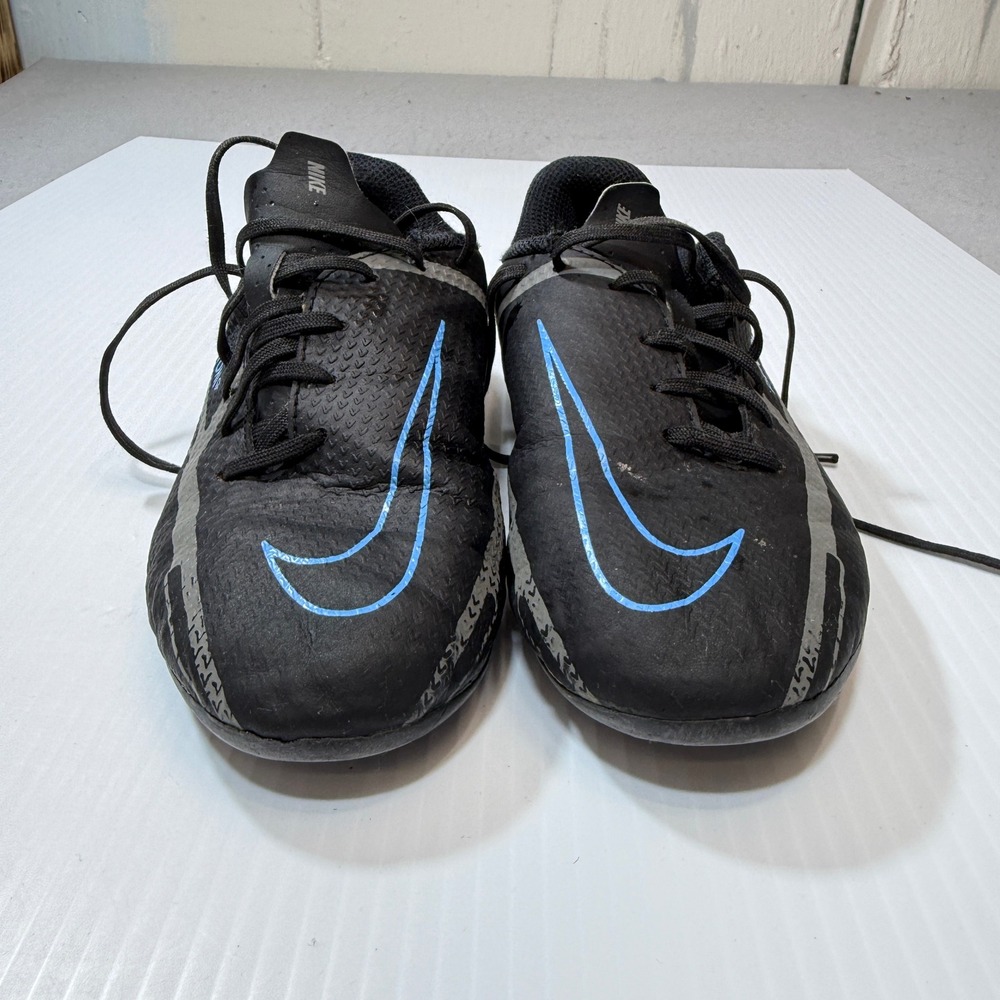 Nike Phantom GT Soccer Cleats Kids‎ Black Blue Good Textured Athletic Shoes 1Y